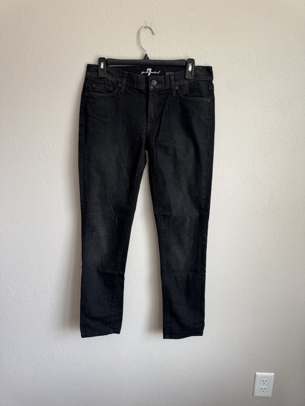 7 For All Mankind Roxanne Black Slim Skinny Jeans Womens 29 Y2K McBling